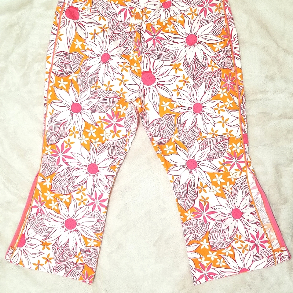 Lilly Pulitzer Pink & Orange flowered capri pants